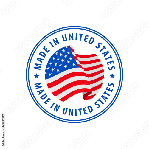 United States - Nation Label Icon. Country Flag Sticker. Vector illustration.