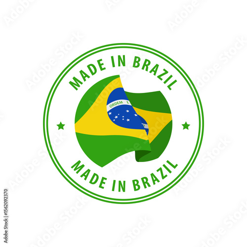 Brazil - Nation Label Icon. Country Flag Sticker. Vector illustration.