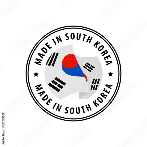 South Korea - Nation Label Icon. Country Flag Sticker. Vector illustration.