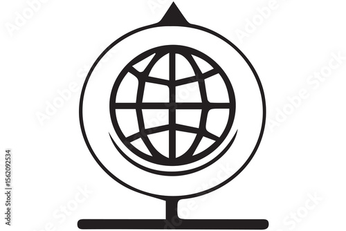 Minimal Black & White Location Icons Set – Flat Vector Design of Maps, Navigation, and Global Technology Symbols

