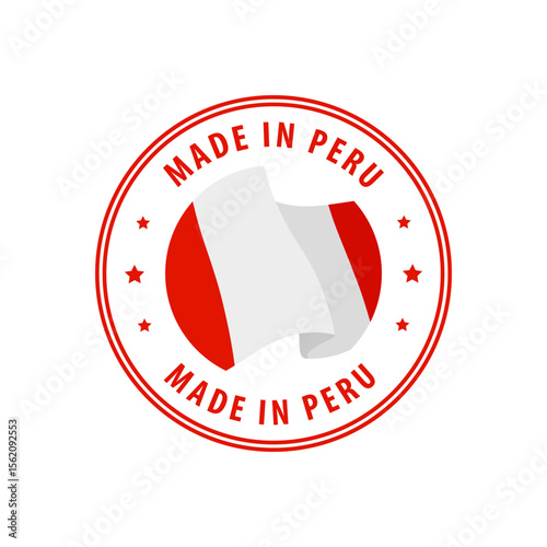 Peru - Nation Label Icon. Country Flag Sticker. Vector illustration.