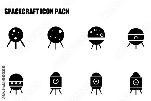 Spacecraft icon pack showcasing various spacecraft designs in a simple, flat style.