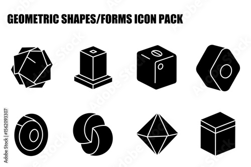 Geometric shapes/forms icon pack. Vector graphic design illustrations in a modern, minimalist style.