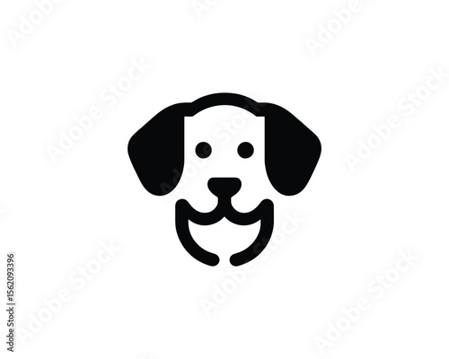 Simple black and white dog face icon