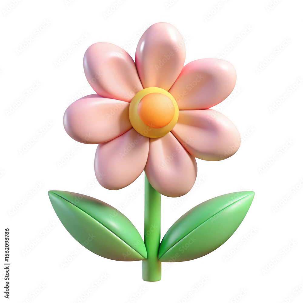 Naklejka premium Pink flower 3d render isolated on transparent background