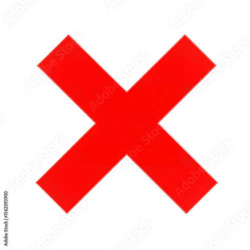 Bold Red 'X' Symbol Against White Background, Conveying Rejection, Cancellation, and Clear Negation