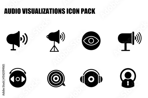 Audio Visualizations Icon Pack. Simple, modern icons representing audio elements in a clean, flat style.
