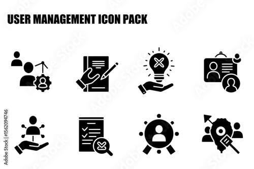 User management icons for a software or app, displaying various actions and functions.