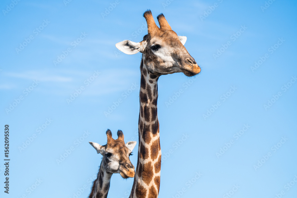 Obraz premium Giraffen Duo vor blauem Himmel