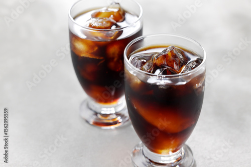 グラスに注いだアイスコーヒー　Iced coffee served in a glass