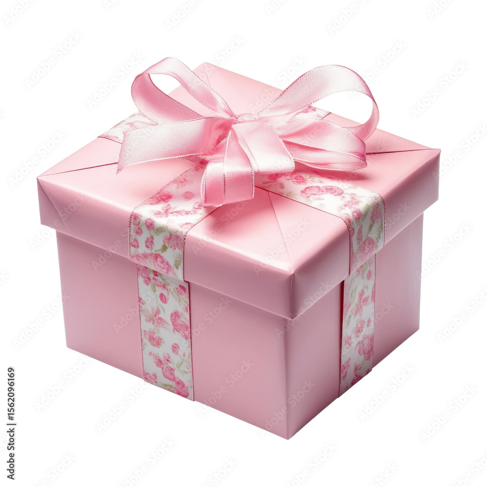 Fototapeta premium pink gift box isolated on transparent background cutout