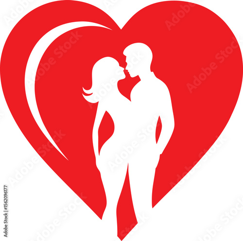 Silhouette of Couple in Love