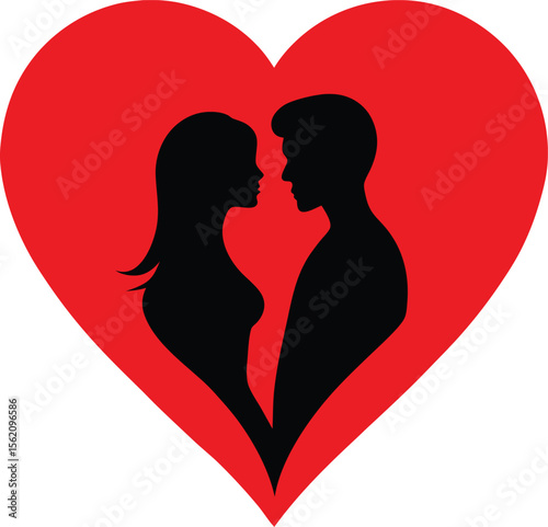 Silhouette of Couple in Love