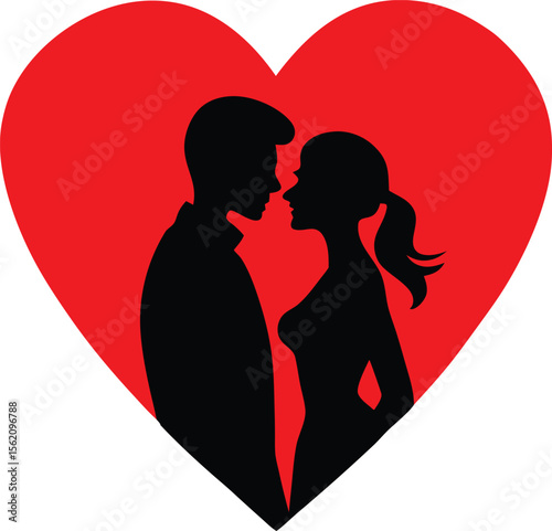 Silhouette of Couple in Love