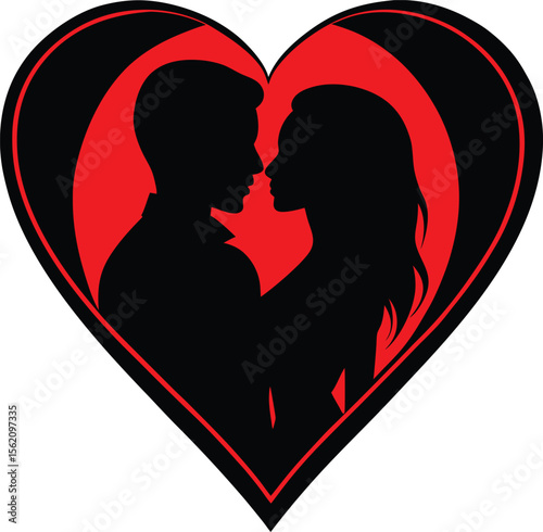 Silhouette of Couple in Love