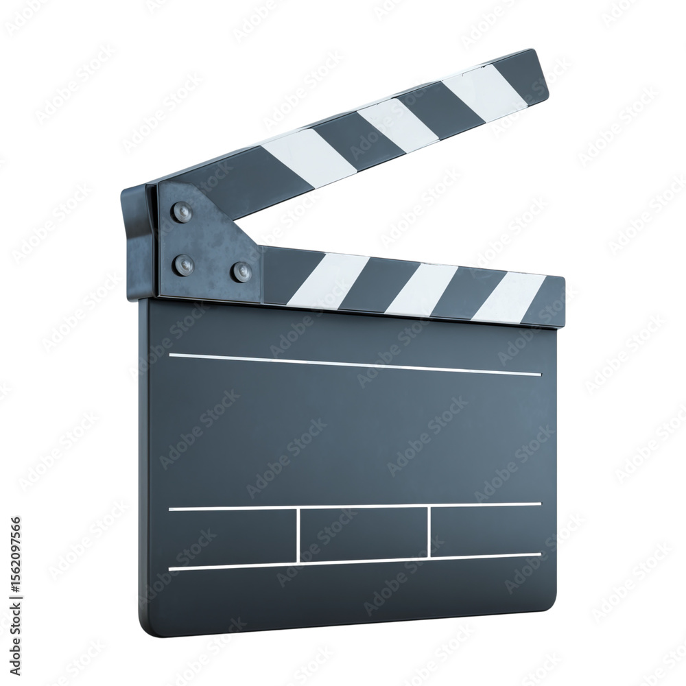 Fototapeta premium Open slate board used in movie production isolated on png transparent background