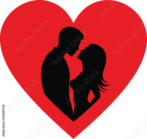 Silhouette of Couple in Love