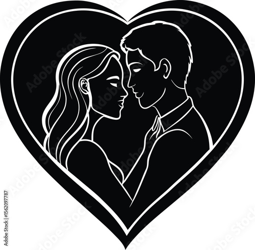 Silhouette of Couple in Love