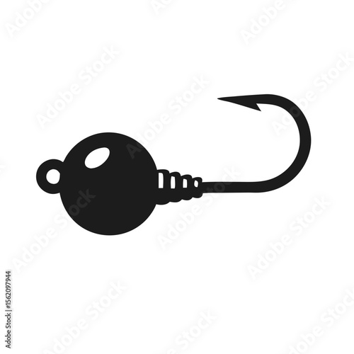 vector icon of jig head fishing hook, rounded lead head with single hook