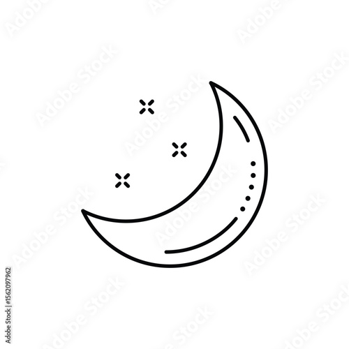  Moon line icons. Stroke object. Linear signs.  For web apps and mobile.
