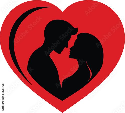 Silhouette of Couple in Love