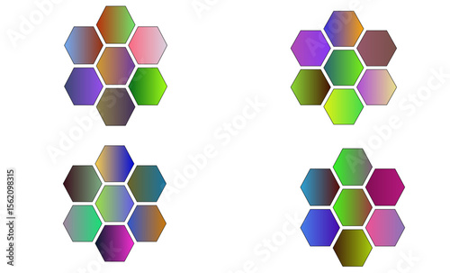 set of hexagons spacing gradient ,Creative Geometric Grid with Gradient Hex Cells – Abstract Vector Art