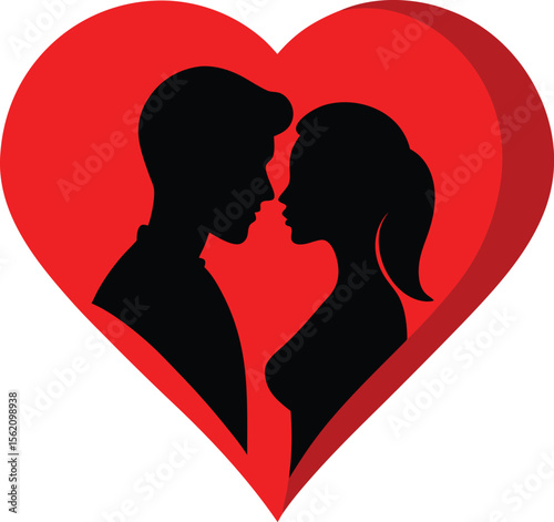 Silhouette of Couple in Love