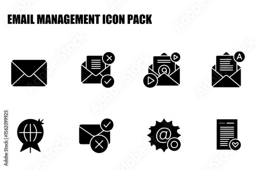 Email management icon set depicting various actions and statuses.