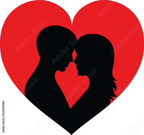 Silhouette of Couple in Love