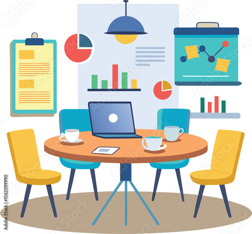 vector illustration of  finance office desk
