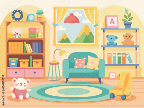 Colorful study room background for kindergarten