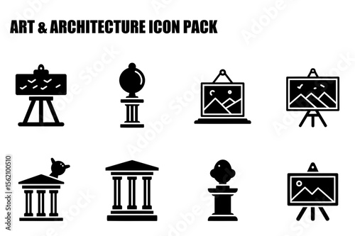 Art and Architecture Icons. various artistic and architectural elements in flat design.