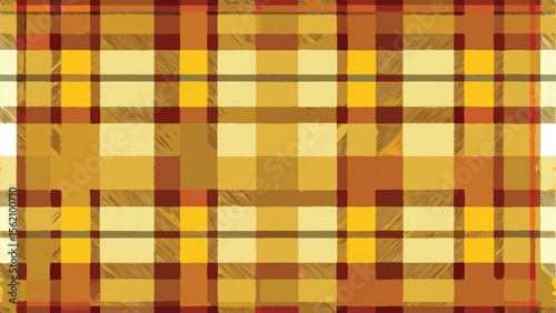 Warm yellow and brown plaid pattern with textured lines tartan background