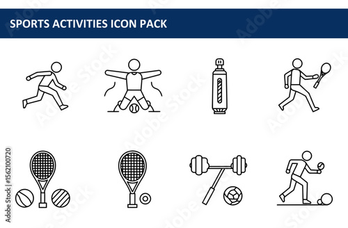 Sports activities icon pack. diverse individuals engaged in various sports.