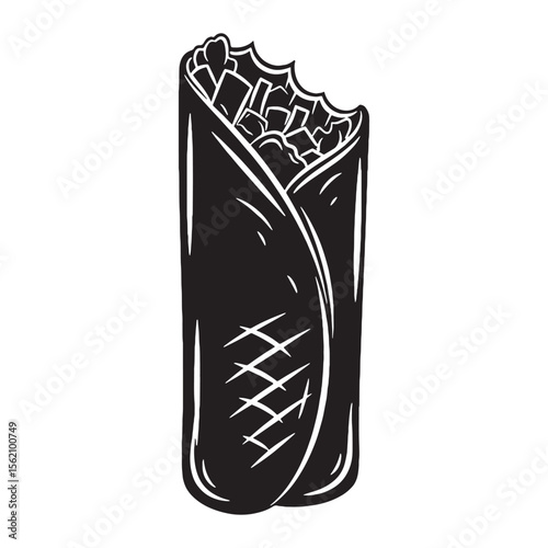 From skewer to wrap – Shawarma silhouette captured with sharp Shawarma vector – Shawarma illustration

