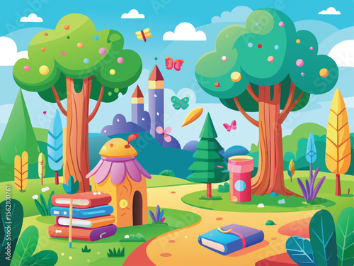 Colorful outdoor background for kindergarten