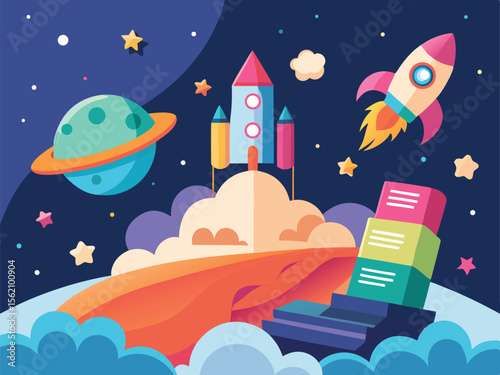 Colorful rock science  theme background for kindergarten
