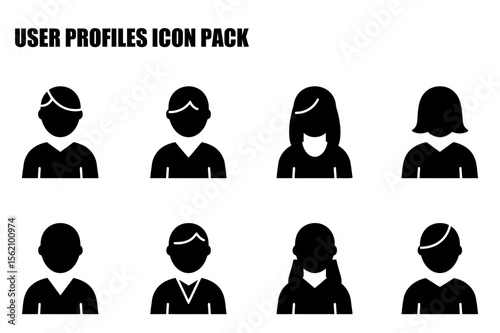 Generic user profile icons in various gender configurations. Simple silhouette representation of different profile icons against a plain white background.