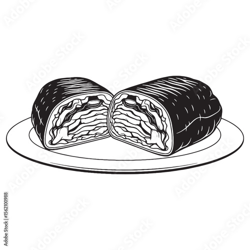 The savory spiral of tradition – Shawarma silhouette in artistic Shawarma vector – Shawarma illustration

