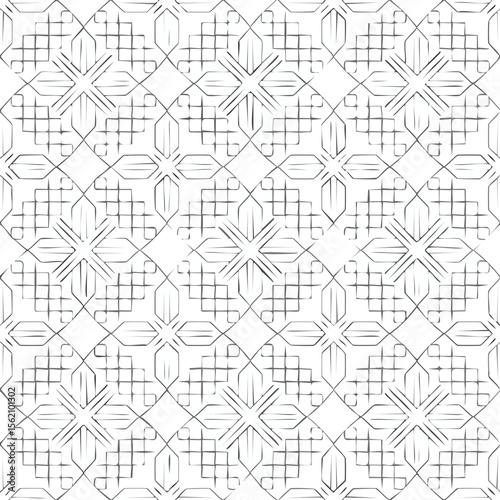 Geometric pattern with interconnected lines and squares in black and white abstract