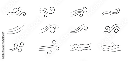 Hand-drawn steam and smoke icons including aroma waves. heat swirls. cooking vapor. scent. stink. and doodle-style fumes. 