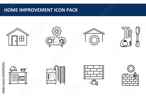 Home improvement icons showing various construction projects.