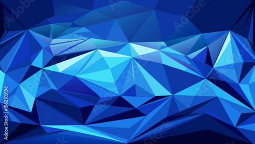 Abstract geometric background with sharp blue polygonal facets and light effects