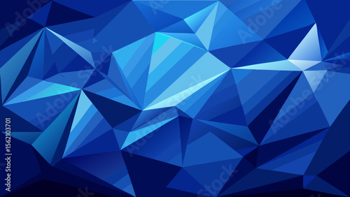 Abstract geometric background with shimmering facets in various shades of blue