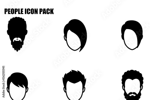 Generic male and female head icons in various hairstyles. Stylized portraits of diverse individuals against a plain white background.
