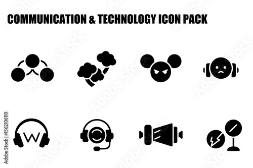 Communication & Technology Icons. Universal symbols for various social media platforms and digital communication.
