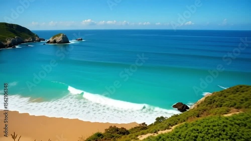 Tropical Thailand beach landscape: turquoise water, white sand, and sunny sky perfect for a summer island vacation