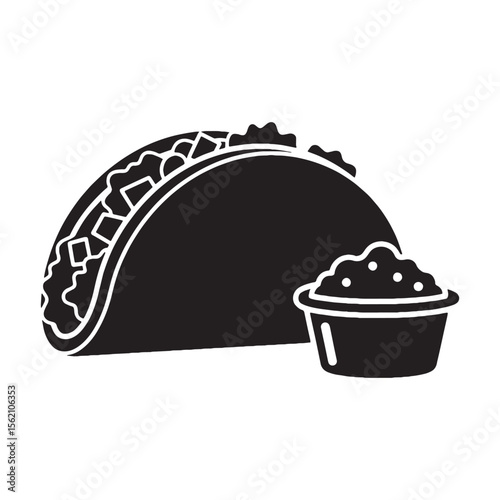 Satisfying the eye and the appetite – Tacos silhouette in flat, minimal Tacos vector – Tacos illustration

