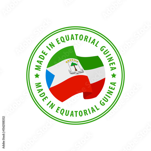 Equatorial Guinea - Nation Label Icon. Country Flag Sticker. Vector illustration.