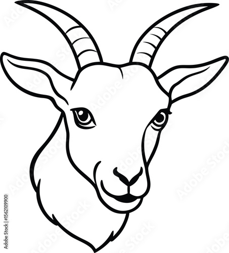Brown wild mammal deer goat head silhouette vector illustration